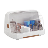 Desktop Cup Storage Rack Dustproof Countertop Multipurpope Drying Rack with Lid for Glass Tea Cup Bowl Milk Bottles Brown