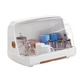 Desktop Cup Storage Rack Dustproof Countertop Multipurpope Drying Rack with Lid for Glass Tea Cup Bowl Milk Bottles Brown