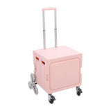 Darrahopens Tools > Tools Storage > Utility Trolleys Portable Rolling Crate Thickened Strong Load Bearing PP Iron Aluminum with 8 Wheels Mobile Folding Cart for Shopping Courier Pickups Pink In Australia - Darrahopens