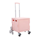Darrahopens Tools > Tools Storage > Utility Trolleys Portable Rolling Crate Thickened Strong Load Bearing PP Iron Aluminum with 8 Wheels Mobile Folding Cart for Shopping Courier Pickups Pink In Australia - Darrahopens