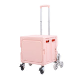 Darrahopens Tools > Tools Storage > Utility Trolleys Portable Rolling Crate Thickened Strong Load Bearing PP Iron Aluminum with 8 Wheels Mobile Folding Cart for Shopping Courier Pickups Pink In Australia - Darrahopens