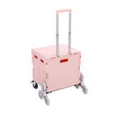 Darrahopens Tools > Tools Storage > Utility Trolleys Portable Rolling Crate Thickened Strong Load Bearing PP Iron Aluminum with 8 Wheels Mobile Folding Cart for Shopping Courier Pickups Pink In Australia - Darrahopens