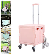 Darrahopens Tools > Tools Storage > Utility Trolleys Portable Rolling Crate Thickened Strong Load Bearing PP Iron Aluminum with 8 Wheels Mobile Folding Cart for Shopping Courier Pickups Pink In Australia - Darrahopens