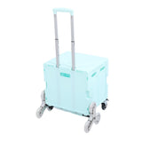 Portable Rolling Crate Thickened Strong Load Bearing PP Iron Aluminum with 8 Wheels Mobile Folding Cart for Shopping Courier Pickups Green