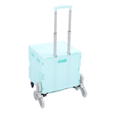 Portable Rolling Crate Thickened Strong Load Bearing PP Iron Aluminum with 8 Wheels Mobile Folding Cart for Shopping Courier Pickups Green