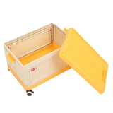 Rolling Toy Storage Bin Toy Storage Organizer Bin with Lid Wheels Children Building Blocks Organizer Orange