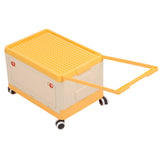 Rolling Toy Storage Bin Toy Storage Organizer Bin with Lid Wheels Children Building Blocks Organizer Orange