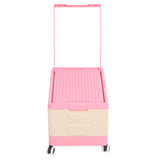 Rolling Toy Storage Bin Toy Storage Organizer Bin with Lid Wheels Children Building Blocks Organizer Pink