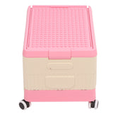 Rolling Toy Storage Bin Toy Storage Organizer Bin with Lid Wheels Children Building Blocks Organizer Pink