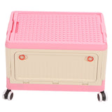 Rolling Toy Storage Bin Toy Storage Organizer Bin with Lid Wheels Children Building Blocks Organizer Pink