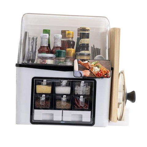 Seasoning Jar Storage Box Versatile Space Saving Spice Jar Storage Container with Dustproof Cover for Home Kitchen In Australia - Darrahopens