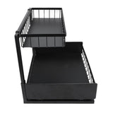 Under Sink Organizer Detachable Double Layer Metal Pull Out Cabinet Organizer Slide Out Sink Shelf for Kitchen Bathroom Cabinet