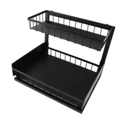 Under Sink Organizer Detachable Double Layer Metal Pull Out Cabinet Organizer Slide Out Sink Shelf for Kitchen Bathroom Cabinet