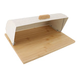 Bread Box Wooden Iron Roll Top Flat Sided Bread Storage Container with 3pcs Storage Jars for Kitchen Countertop White In Australia - Darrahopens