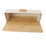 Bread Box Wooden Iron Roll Top Flat Sided Bread Storage Container with 3pcs Storage Jars for Kitchen Countertop White