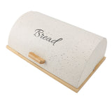 Bread Box Wooden Iron Roll Top Flat Sided Bread Storage Container with 3pcs Storage Jars for Kitchen Countertop White