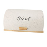 Bread Box Wooden Iron Roll Top Flat Sided Bread Storage Container with 3pcs Storage Jars for Kitchen Countertop White