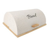 Bread Box Wooden Iron Roll Top Flat Sided Bread Storage Container with 3pcs Storage Jars for Kitchen Countertop White