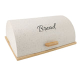 Bread Box Wooden Iron Roll Top Flat Sided Bread Storage Container with 3pcs Storage Jars for Kitchen Countertop White