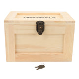 Desktop Wooden Storage Box Multifunctional Wood Container Box with Lock and Keys for Sundries Stationery Original Wood Color