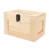 Desktop Wooden Storage Box Multifunctional Wood Container Box with Lock and Keys for Sundries Stationery Original Wood Color