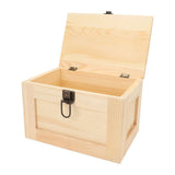Desktop Wooden Storage Box Multifunctional Wood Container Box with Lock and Keys for Sundries Stationery Original Wood Color