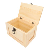 Desktop Wooden Storage Box Multifunctional Wood Container Box with Lock and Keys for Sundries Stationery Original Wood Color