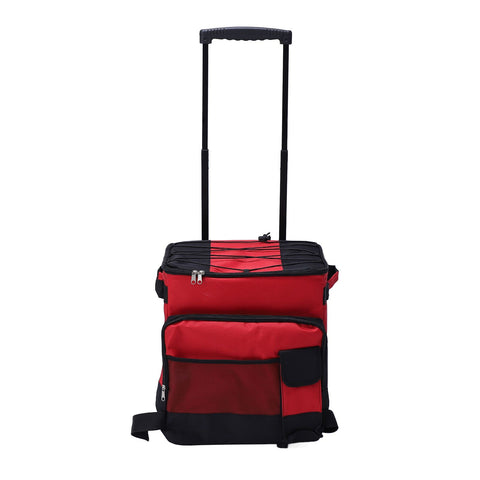 Rolling Cooler 43L Large Capacity Waterproof Foldable Rolling Insulated Box for Camping Picnic Red