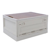 Foldable Camping Storage Box with Lids Versatile Stackable Movable Portable Camping Storage Bin with Wheels for Home Outdoor Grey White Large 52L