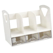 Magazine File Book Holder ABS Desktop Bookshelf Organizer with Drawer for Bedroom Office In Australia - Darrahopens
