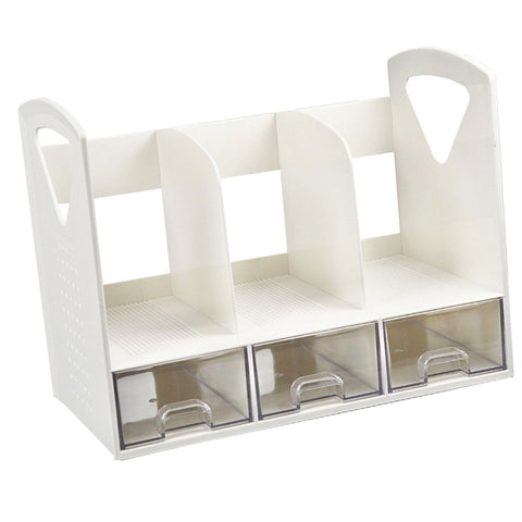 Magazine File Book Holder ABS Desktop Bookshelf Organizer with Drawer for Bedroom Office In Australia - Darrahopens