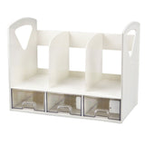 Magazine File Book Holder ABS Desktop Bookshelf Organizer with Drawer for Bedroom Office