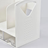 Magazine File Book Holder ABS Desktop Bookshelf Organizer with Drawer for Bedroom Office