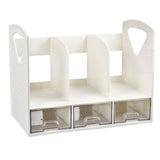 Magazine File Book Holder ABS Desktop Bookshelf Organizer with Drawer for Bedroom Office