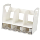 Magazine File Book Holder ABS Desktop Bookshelf Organizer with Drawer for Bedroom Office