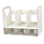 Magazine File Book Holder ABS Desktop Bookshelf Organizer with Drawer for Bedroom Office