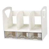 Magazine File Book Holder ABS Desktop Bookshelf Organizer with Drawer for Bedroom Office