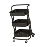 3 Tier Rolling Cart Minimalist Style Sturdy Carbon Steel Mobile Utility Cart for Kitchen Bathroom Living Room Bedroom Black In Australia - Darrahopens