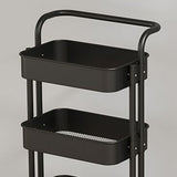 3 Tier Rolling Cart Minimalist Style Sturdy Carbon Steel Mobile Utility Cart for Kitchen Bathroom Living Room Bedroom Black In Australia - Darrahopens