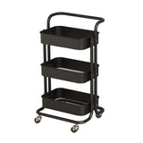 3 Tier Rolling Cart Minimalist Style Sturdy Carbon Steel Mobile Utility Cart for Kitchen Bathroom Living Room Bedroom Black In Australia - Darrahopens