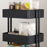 3 Tier Rolling Cart Minimalist Style Sturdy Carbon Steel Mobile Utility Cart for Kitchen Bathroom Living Room Bedroom Black