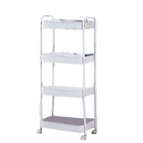 3 Tier Utility Rolling Cart with Caster Wheels Movable Multifunctional Storage Cart for Kitchen Bathroom White 4 Layers