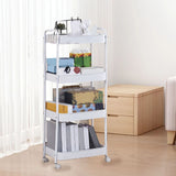 3 Tier Utility Rolling Cart with Caster Wheels Movable Multifunctional Storage Cart for Kitchen Bathroom White 4 Layers