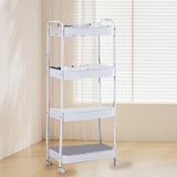 3 Tier Utility Rolling Cart with Caster Wheels Movable Multifunctional Storage Cart for Kitchen Bathroom White 4 Layers