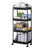 3 Tier Utility Rolling Cart with Caster Wheels Movable Multifunctional Storage Cart for Kitchen Bathroom Black 4 Layers