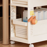 Storage Cart Space Saving Plastic Rolling Storage Organizer with Hooks Handle for Office Bedroom Dormitory Classroom with Drawer