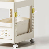 Storage Cart Space Saving Plastic Rolling Storage Organizer with Hooks Handle for Office Bedroom Dormitory Classroom Without Drawer