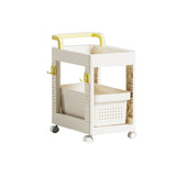 Storage Cart Space Saving Plastic Rolling Storage Organizer with Hooks Handle for Office Bedroom Dormitory Classroom Without Drawer