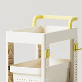 Storage Cart Space Saving Plastic Rolling Storage Organizer with Hooks Handle for Office Bedroom Dormitory Classroom Without Drawer