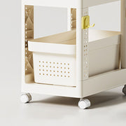 Storage Cart Space Saving Plastic Rolling Storage Organizer with Hooks Handle for Office Bedroom Dormitory Classroom Without Drawer